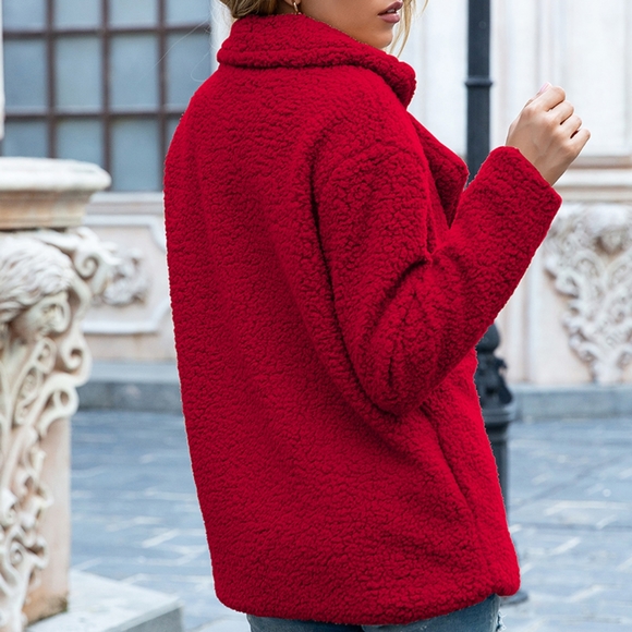 Sherpa Fusion Double-Breasted Coat - Red - Picture 3 of 5